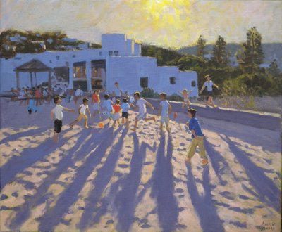 Late Afternoon Football, Ornos, Mykonos by Andrew Macara